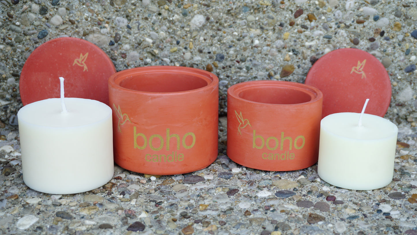 citrus muse candle + burnt orange refillable concrete vessel