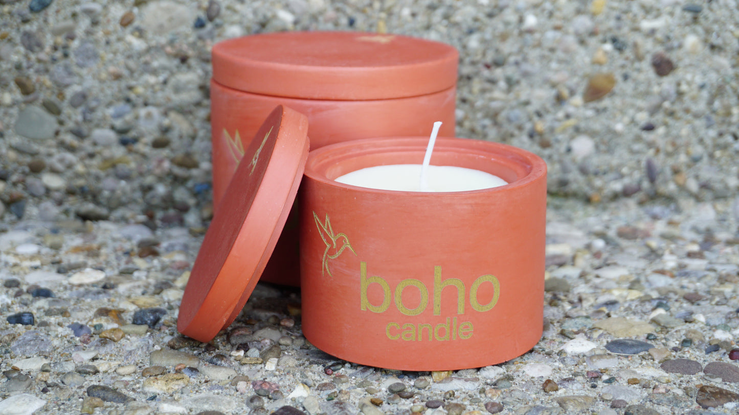 citrus muse candle + burnt orange refillable concrete vessel