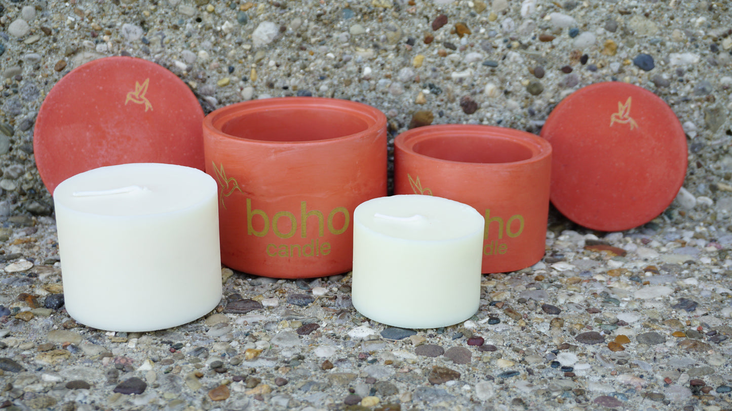 citrus muse candle + burnt orange refillable concrete vessel