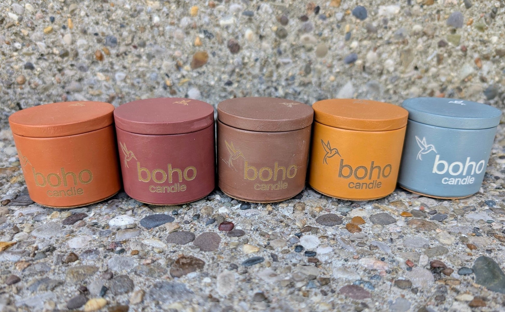 petite light set. choose your vessel color + tealight scent(box of 6) - boho candle