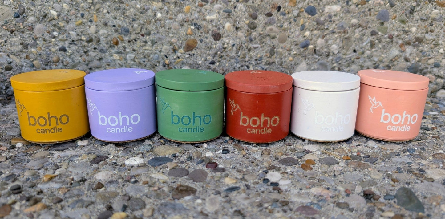 petite light set. choose your vessel color + tealight scent(box of 6) - boho candle