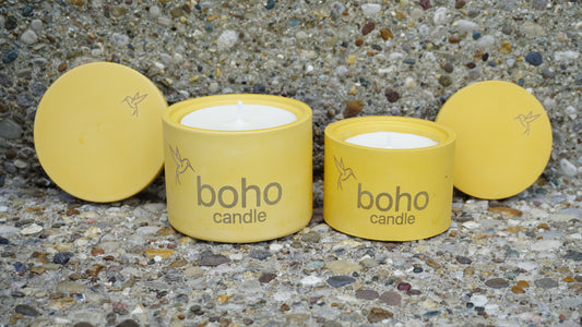 limon sun soy blend candle insert + yellow refillable concrete vessel