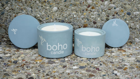 sacred summit soy blend candle insert + misty blue refillable concrete vessel