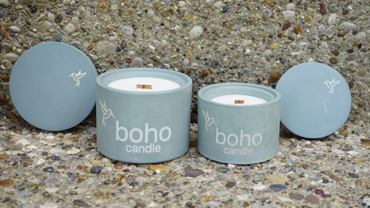 sacred summit candle + misty blue refillable concrete vessel-available spring 2026!