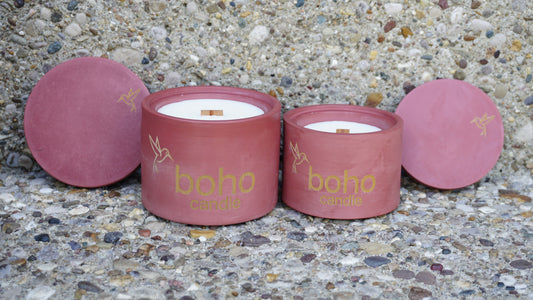 orchard cider candle + deep mauve refillable concrete vessel