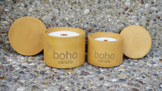 bourbon trail candle + butterscotch refillable concrete vessel